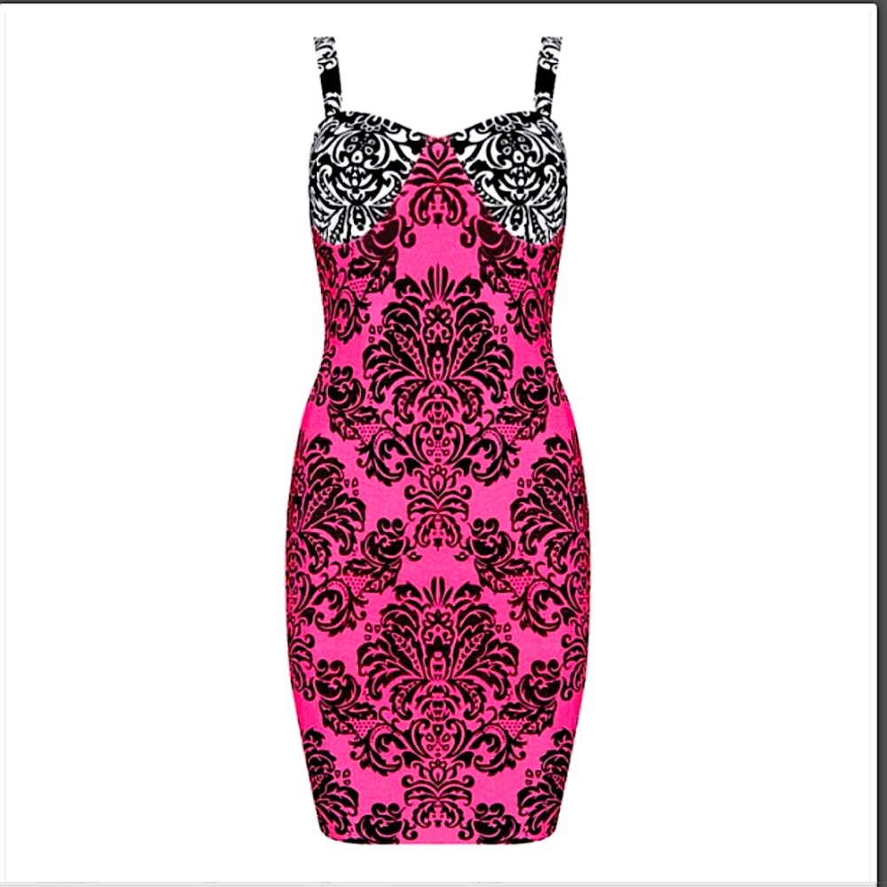 Baroque Print Bodycon Bandage Dress